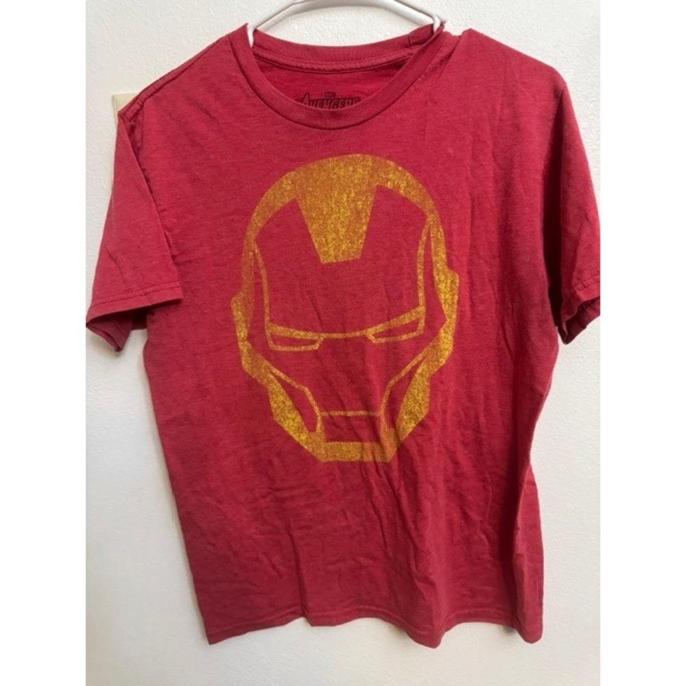 Marvel Avengers Assemble Iron Man Graphic T-Shirt Red Gold Mens Small (E)